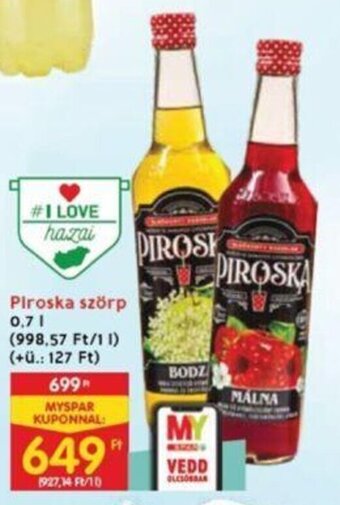 Interspar Piroska szörp 0,7 l ajánlat