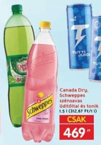 Interspar Canada Dry. Schweppes szénsavas üdítőital és tonik 1,5 l ajánlat