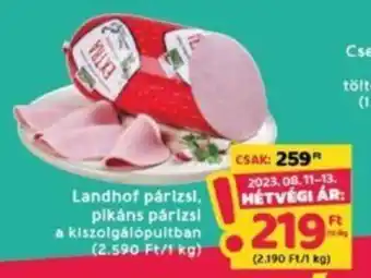 Interspar Landhof párizsl. pikáns párizsi 10 dkg ajánlat
