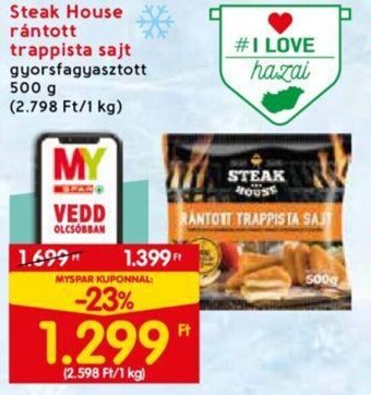 Spar Steak House rántott trappista sajt 500 g ajánlat