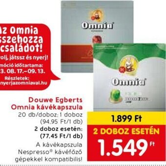 Spar Douwe Egberts Omnia kávékapszula 20 db ajánlat