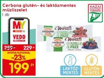 Spar Cerbona glutén- és laktózmentes müzliszelet 1 db ajánlat