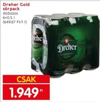Spar Dreher Gold sörpack 6 x 0,5 l ajánlat