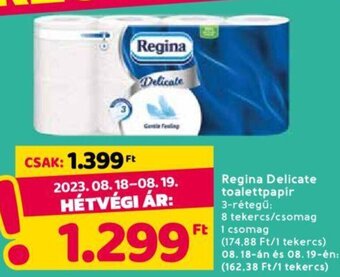 Spar Regina Delicate toalettpapír 8 tekercs ajánlat
