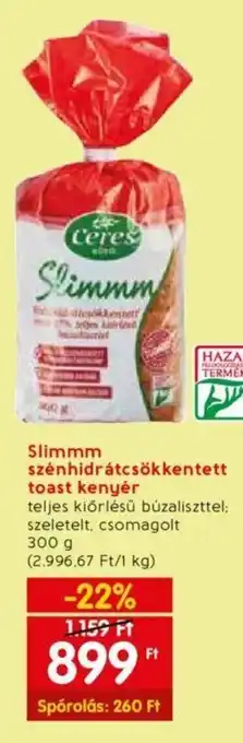 Spar Slimmm szénhidrátcsökkentett toast kenyér 300 g ajánlat
