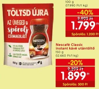 Spar Nescafé Classic instant kávé utántöltő 150 g ajánlat