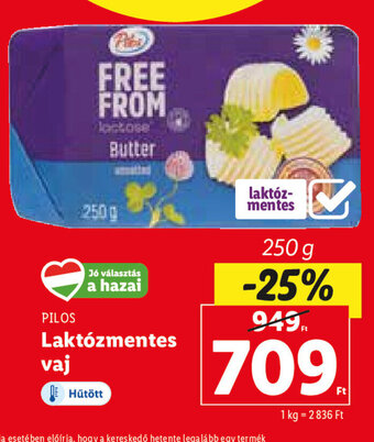 Lidl PILOS Laktózmentes vaj 250 g ajánlat