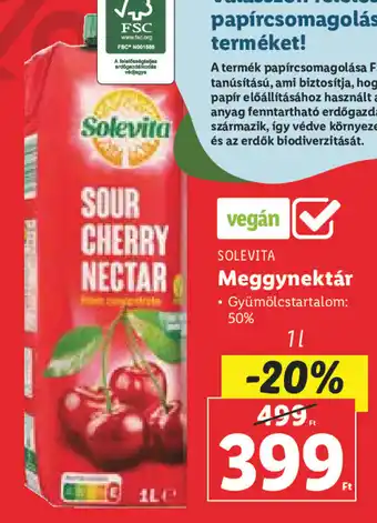 Lidl SOLEVITA Meggynektár 1 l ajánlat