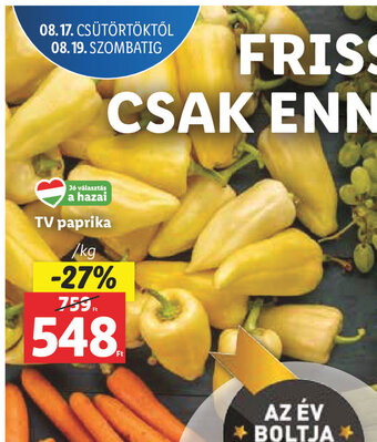 Lidl TV paprika 1 kg ajánlat