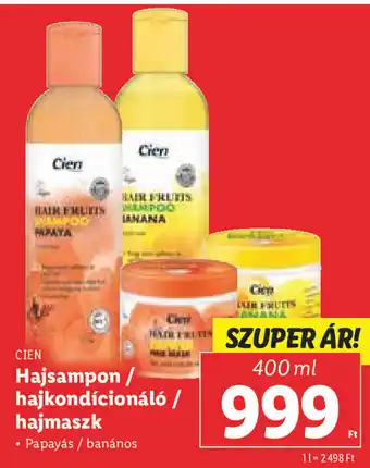 Lidl CIEN Hajsampon / hajkondícionáló / hajmaszk 400 ml ajánlat