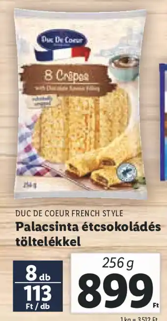 Lidl DUC DE COEUR FRENCH STYLE Palacsinta étcsokoládés töltelékkel 256 g ajánlat