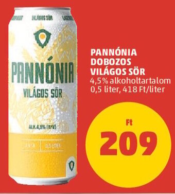 PENNY PANNÓNIA DOBOZOS VILÁGOS SÖR 0,5 l ajánlat