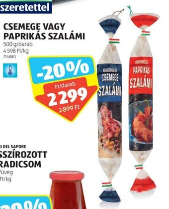 ALDI CSEMEGE VAGY PAPRIKÁS SZALÁMI 500 g ajánlat