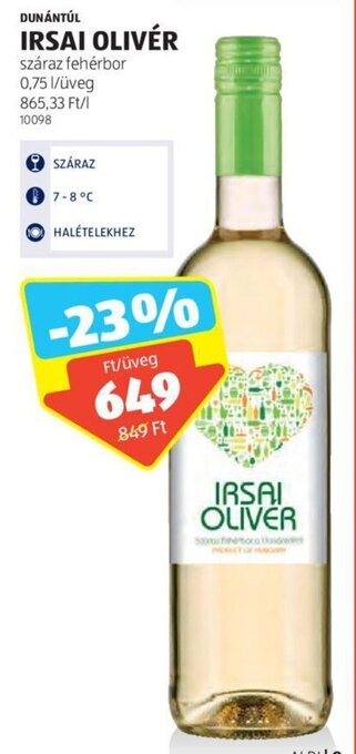 ALDI DUNÁNTÚL IRSAI OLIVÉR 0,75 l ajánlat
