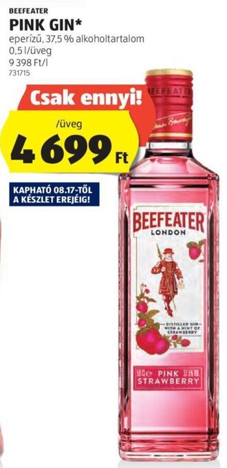 ALDI BEEFEATER PINK GIN 0,5 l ajánlat