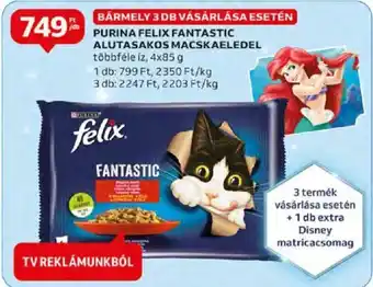Auchan PURINA FELIX FANTASTIC ALUTASAKOS MACSKAELEDEL 4 x 85 g ajánlat