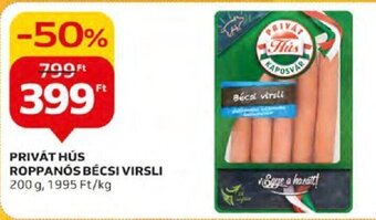 Auchan PRIVÁT HÚS ROPPANÓS BÉCSI VIRSLI 200 g ajánlat