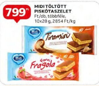 Auchan MIDI TÖLTÖTT PISKÓTASZELET 10 x 28 g ajánlat