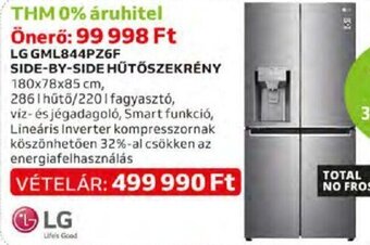 Auchan LG GML844PZ6F SIDE-BY-SIDE HŰTŐSZEKRÉNY 1 db ajánlat