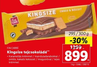 Lidl FIN CARRÉ Kingsize tejcsokoládé 295 / 300 g ajánlat