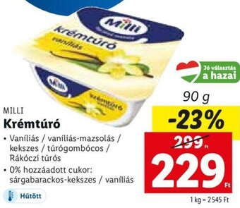 Lidl MILLI Krémtúró 90 g ajánlat