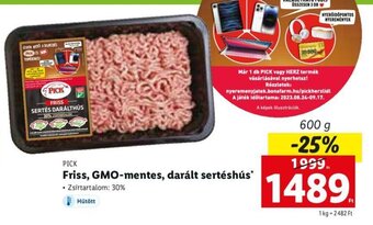 Lidl PICK Friss, GMO-mentes, darált sertéshús 600 g ajánlat