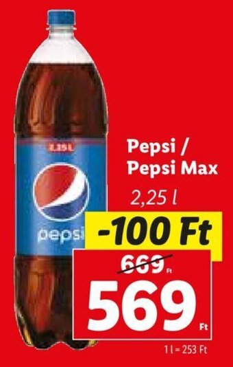 Lidl Pepsi / Pepsi Max 2,25 l ajánlat