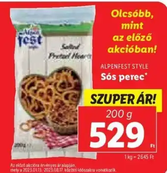 Lidl ALPENFEST STYLE Sós perec 200 g ajánlat