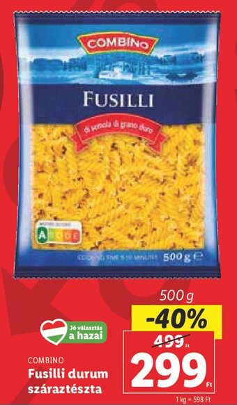 Lidl COMBINO Fusilli durum száraztészta 500 g ajánlat
