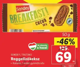 Lidl SONDEY / TASTINO Reggelizőkeksz 50 g ajánlat