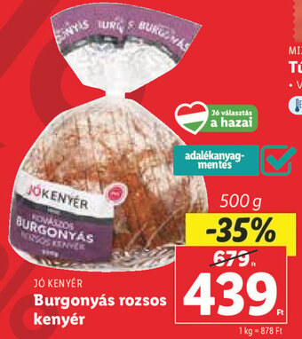 Lidl JÓ KENYÉR Burgonyás rozsos kenyér 500 g ajánlat