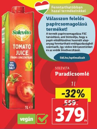 Lidl SOLEVITA Paradicsomlé 1 l ajánlat