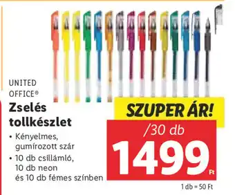 Lidl UNITED OFFICE Zselés tollkészlet 30 db ajánlat
