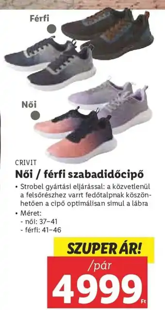 Lidl CRIVIT Női / férfi szabadidőcipő 1 pár ajánlat