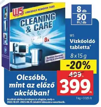 Lidl W5 Vízkőoldó tabletta 8 x 15 g ajánlat