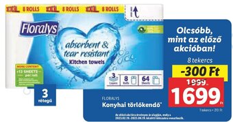 Lidl FLORALYS Konyhai törlőkendő 8 tekercs ajánlat