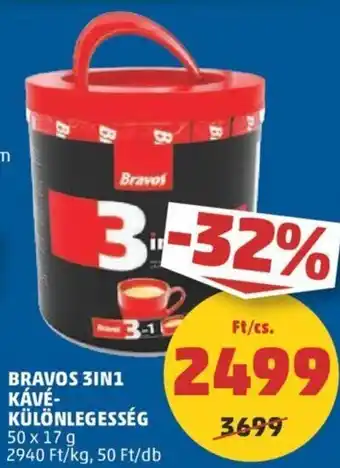 PENNY BRAVOS 3IN1 KÁVÉ-KÜLÖNLEGESSÉG 50 x 17 g ajánlat