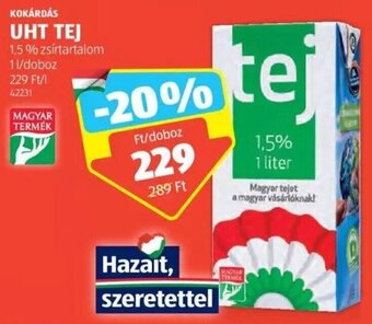 ALDI KOKÁRDÁS UHT TEJ 1 l ajánlat