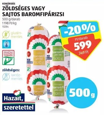 ALDI KOKÁRDÁS ZÖLDSÉGES VAGY SAJTOS BAROMFIPÁRIZSI 500 g ajánlat