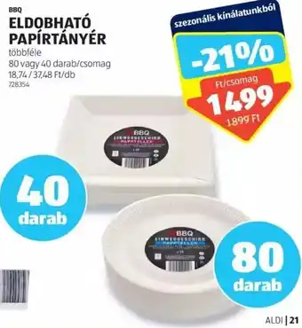 ALDI BBQ ELDOBHATÓ PAPÍRTÁNYÉR 80 / 40 db ajánlat