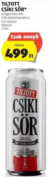 TILTOTT CSÍKI SÖR 0,5 l