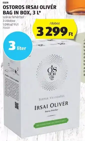 ALDI EGER OSTOROS IRSAI OLIVÉR BAG IN BOX, 3 l ajánlat