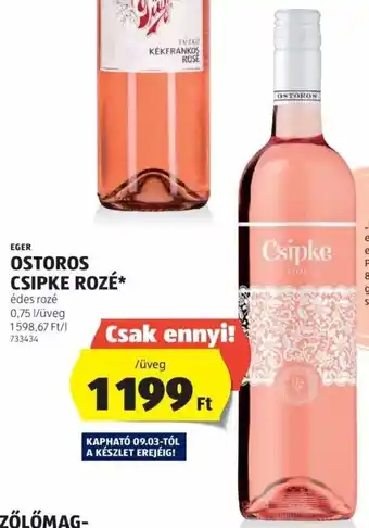 EGER OSTOROS CSIPKE ROZÉ 0,75 l