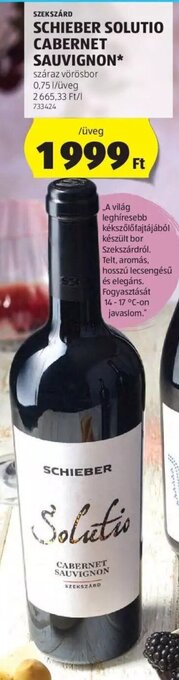 SZEKSZÁRD SCHIEBER SOLUTIO CABERNET SAUVIGNON 0,75 l