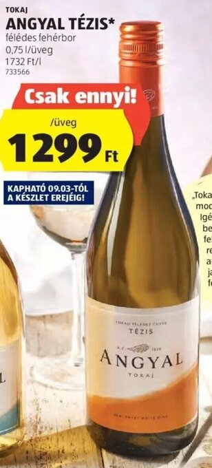 ALDI TOKAJ ANGYAL TÉZIS 0,75 l ajánlat