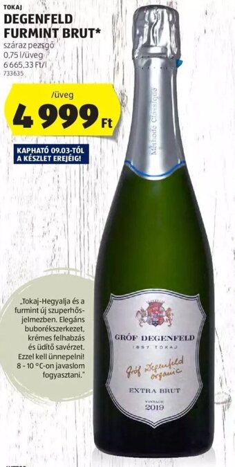 ALDI TOKAJ DEGENFELD FURMINT BRUT 0,75 l ajánlat