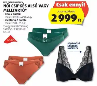 ALDI UP 2 FASHION WOMEN NŐI CSIPKÉS ALSÓ VAGY MELLTARTÓ 2 / 1 db ajánlat
