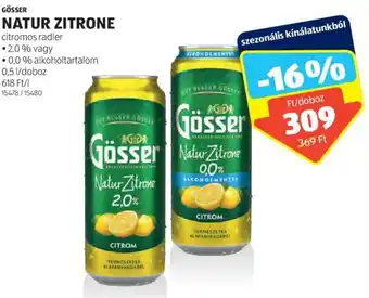 ALDI GÖSSER NATUR ZITRONE 0,5 l ajánlat