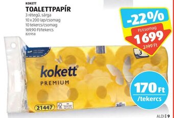 ALDI KOKETT TOALETTPAPÍR 10 x 200 lap ajánlat