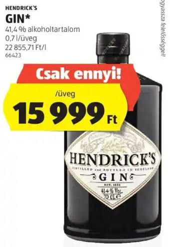 ALDI HENDRICK'S GIN 0,7 l ajánlat